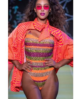 Costume Intero Riga Paillettes